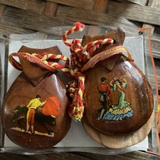 Spanish Castanets Vintage 1960/70s Hand Painted Unused Matador /Flamenco Dancer