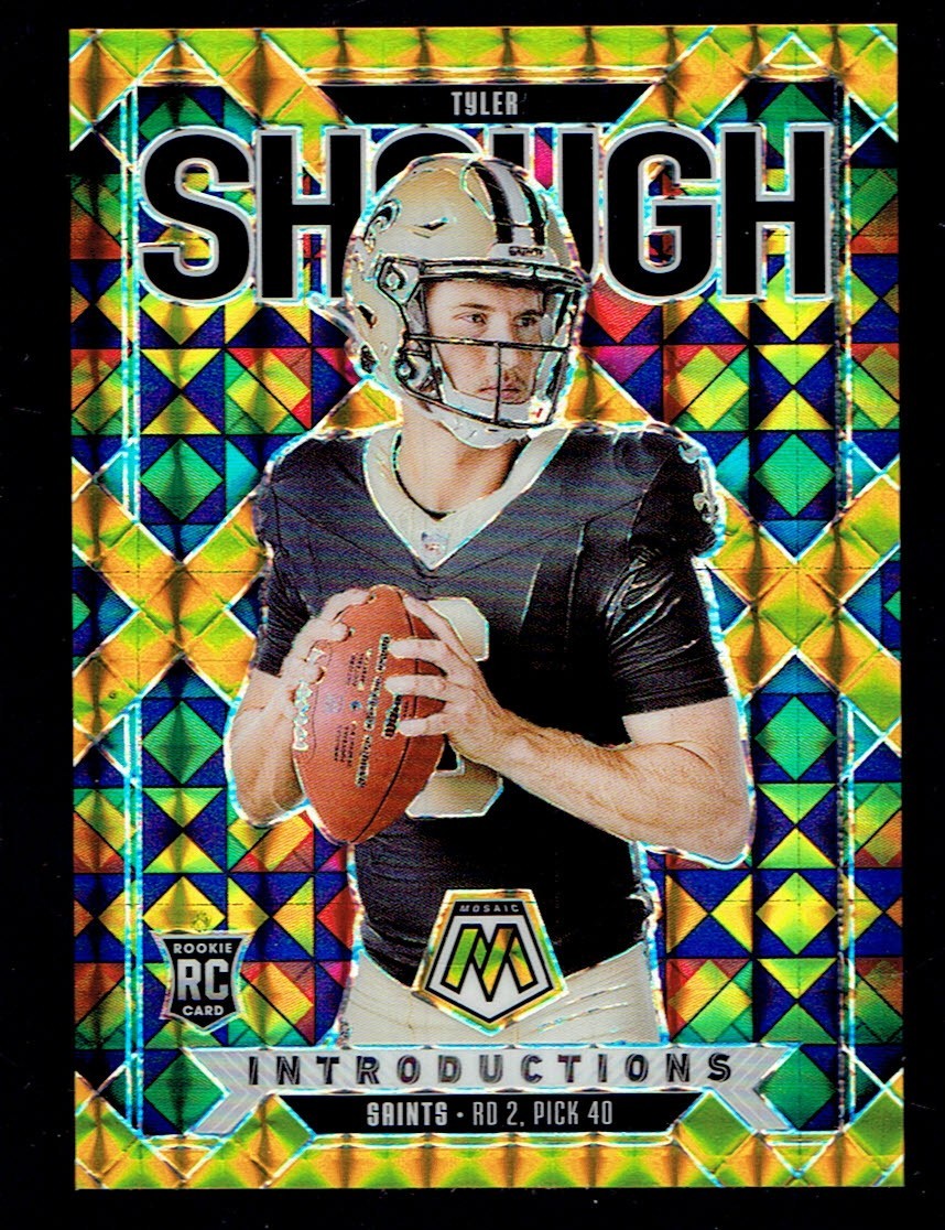 2025 Panini Mosaic Tyler Shough Introductions Gold Prizm Rookie RC Card 08/10