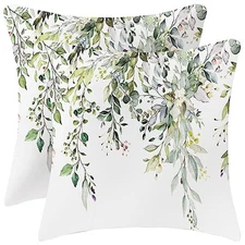 Velvet Floral Spring Green Pillow Covers 16 x 16 Inch Set of 2 Vintage Wild 