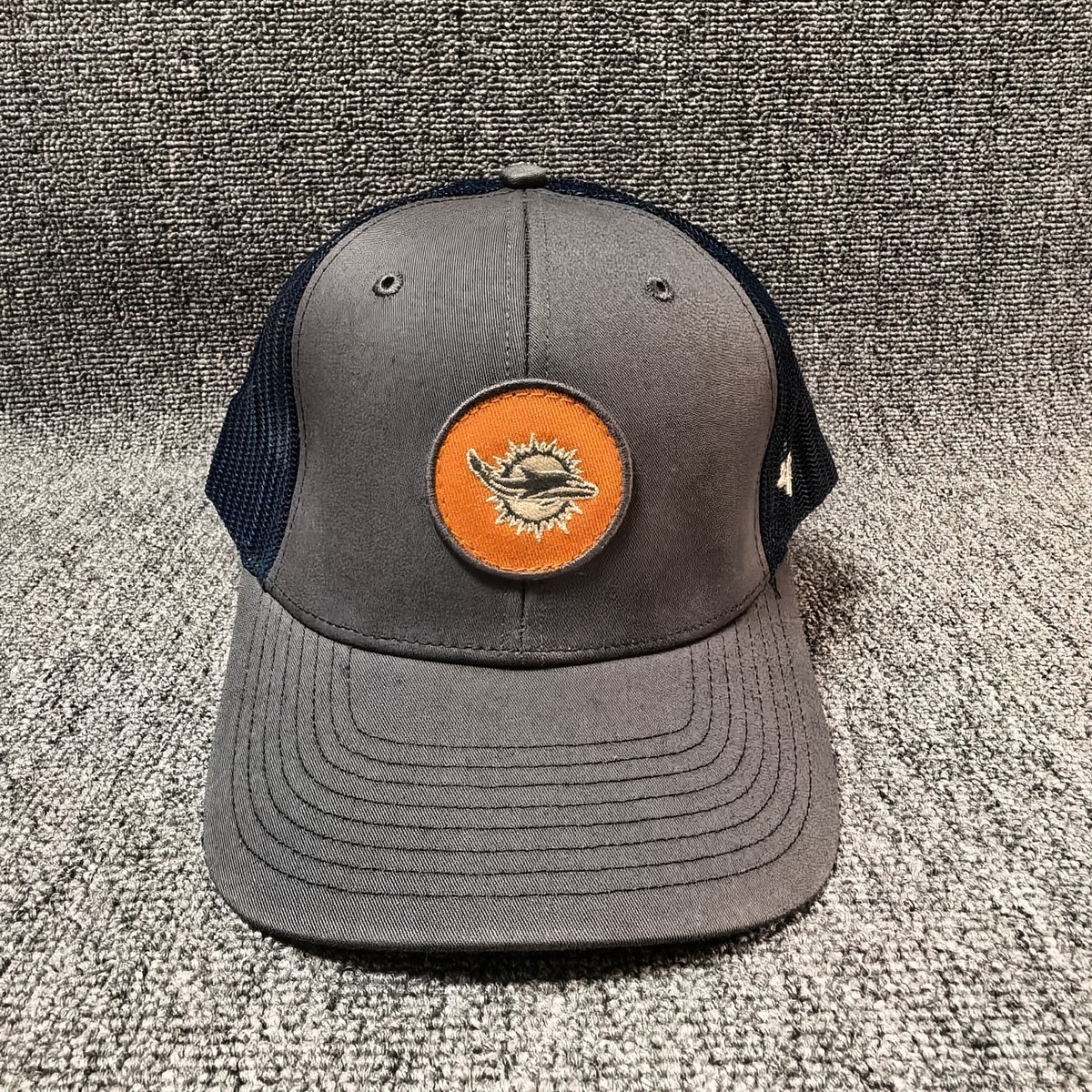 '47 Brand Miami Dolphins NFL Trucker Snapback Hat Gray Navy Mesh Orange Patch