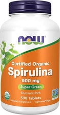 NOW Foods Supplements, Organic Spirulina 500 mg with Vitamins, Minerals and GLA 