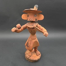 Hand Carved Wood Kachina Doll Figurine Blue Bear by BIBO Handmade 11.5"