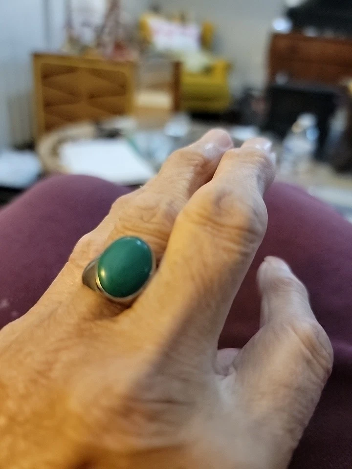  Anillo De Colección 925 Esterlina Verde Malaquita Ovalado Piedras Preciosas Talla 7 Artesanal Naturaleza Foto 4 de 4