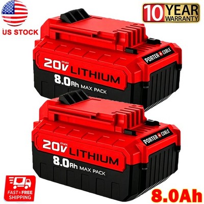 2-PACK 8.0Ah Lithium Battery For Porter Cable 20V MAX PCC685L PCC680L PCC682L US