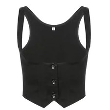 Gilet Corsetto Senza Maniche Con Spalline Larghe Collo U Nero Slim Fit Crop