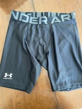 Under Armour Shorts Boys Large Black Heatgear Polyester Elastic Waist Pull On