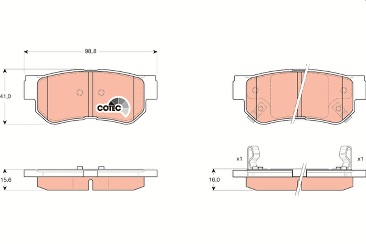 GDB3284 TRW Brake Pad Set, disc brake for HAFEI,HAWTAI,HYUNDAI,HYUNDAI (BEIJING)