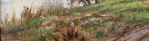 Antikes Ölgemälde. A. Jacobsen (1883-1912): "Schmutzweg durch den Wald" - Bild 3 von 4