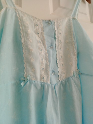 Vintage St. Michael Light Blue Full Length Sleeveless Nightdress Label Size 16 - Picture 7 of 24