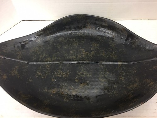 Vintage Fitz & Floyd Hammered Brown Leaf Tray Made in India - Picture 2 of 3