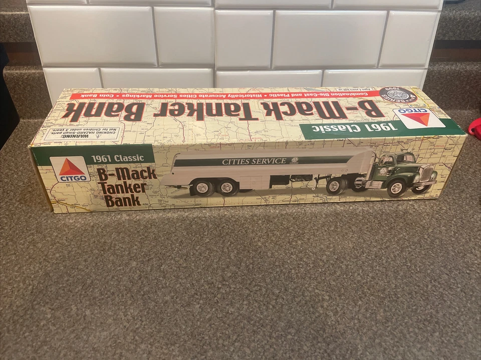 1999 CITGO - Cities Service 1961 Classic B-Mack Tanker Bank  White New in box. - Image 3 of 4