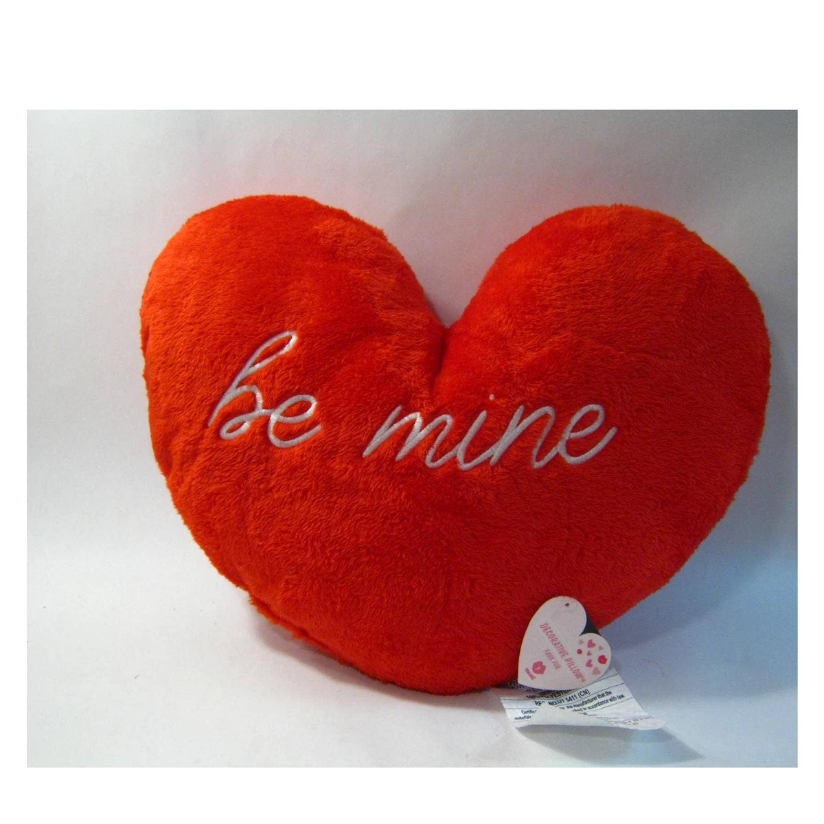 New 15x13 inch Big Puffy Red Fur Heart Pillow for Valentines Day