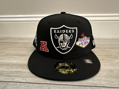 Las Vegas Raiders Nation New Era Team Local Black Fitted Hat Cap Sz 7 3/8 NEW