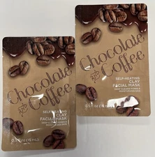 Chocolate Coffee Clay Facial Mask Self Heating Clean Pores Moisturize Lot Of 2