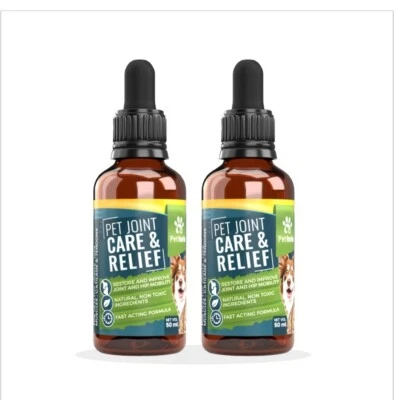 Petforia Pain Relief Liquid For Dogs Twin Pack - 100% Natural Pain Relief.