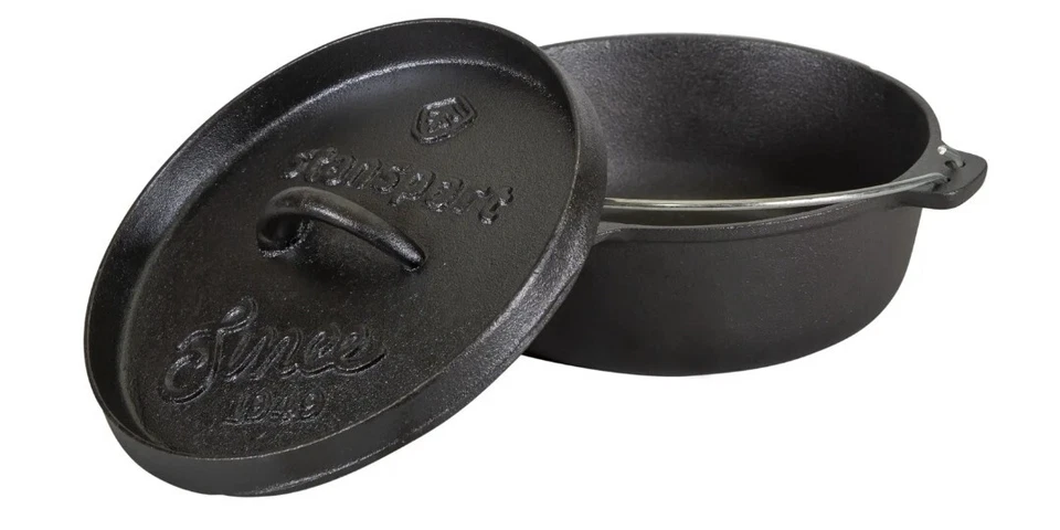 HORNO HOLANDÉS STANSPORT 4 QT HIERRO FUNDIDO PRE-SAZONADO CAMPING EXTERIOR FONDO PLANO Foto 2 de 4