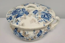 Beautiful Dunn Bennett & Co BLUE Covered Pot Burslem England Premier Imperial