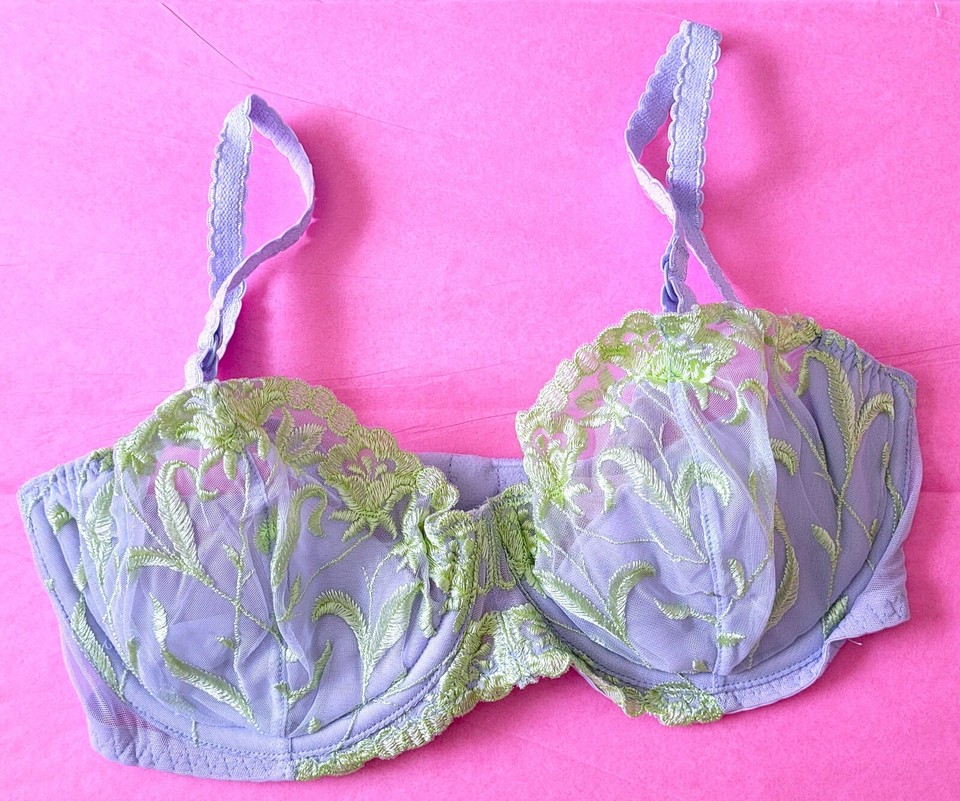 Vintage Y2K Victoria's Secret Sheer Embroidered Bra & Bikini Panties