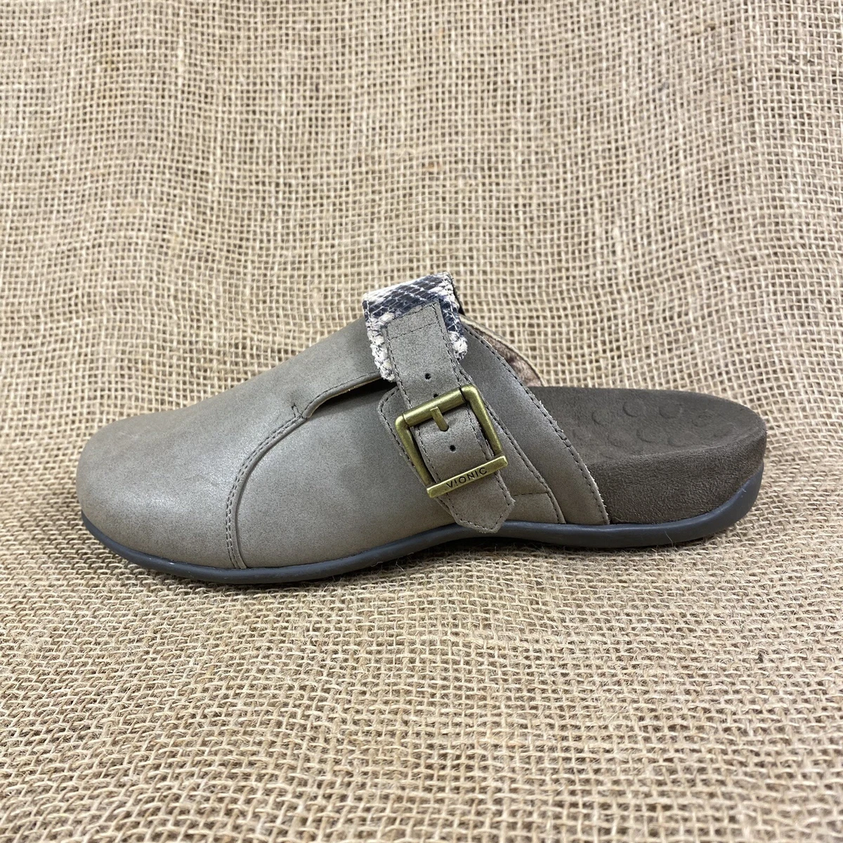 Vionic sandals clogs slip on shoes animal print buckle strap