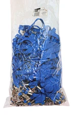100 Pack Bulk Badge Blue Lanyards with Flat Clip