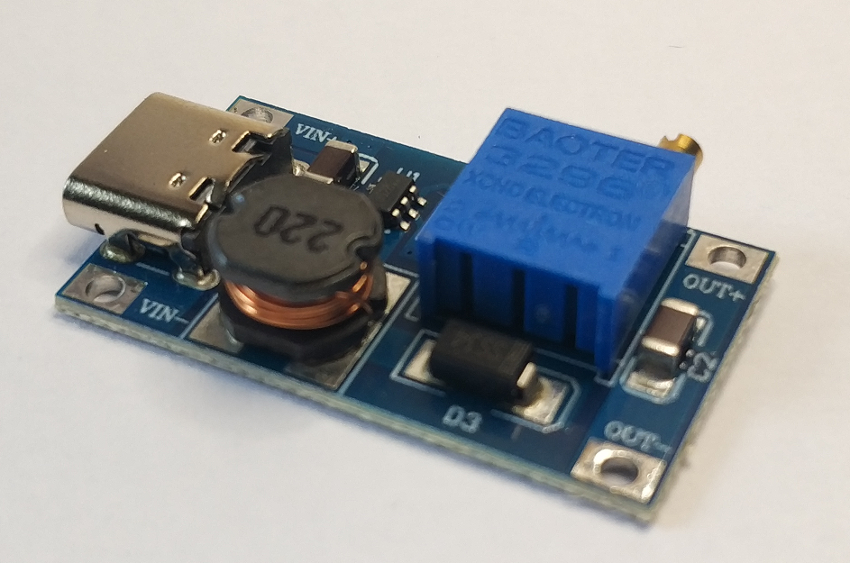 MT3608 USB-C : 2A DC-DC Step Up 2-24V : Adjustable Converter Boost
