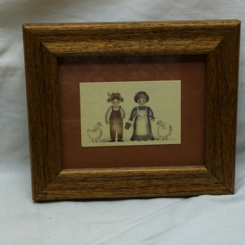1980's Framed Country Art Man & Woman Ducks Oak Framed eBay