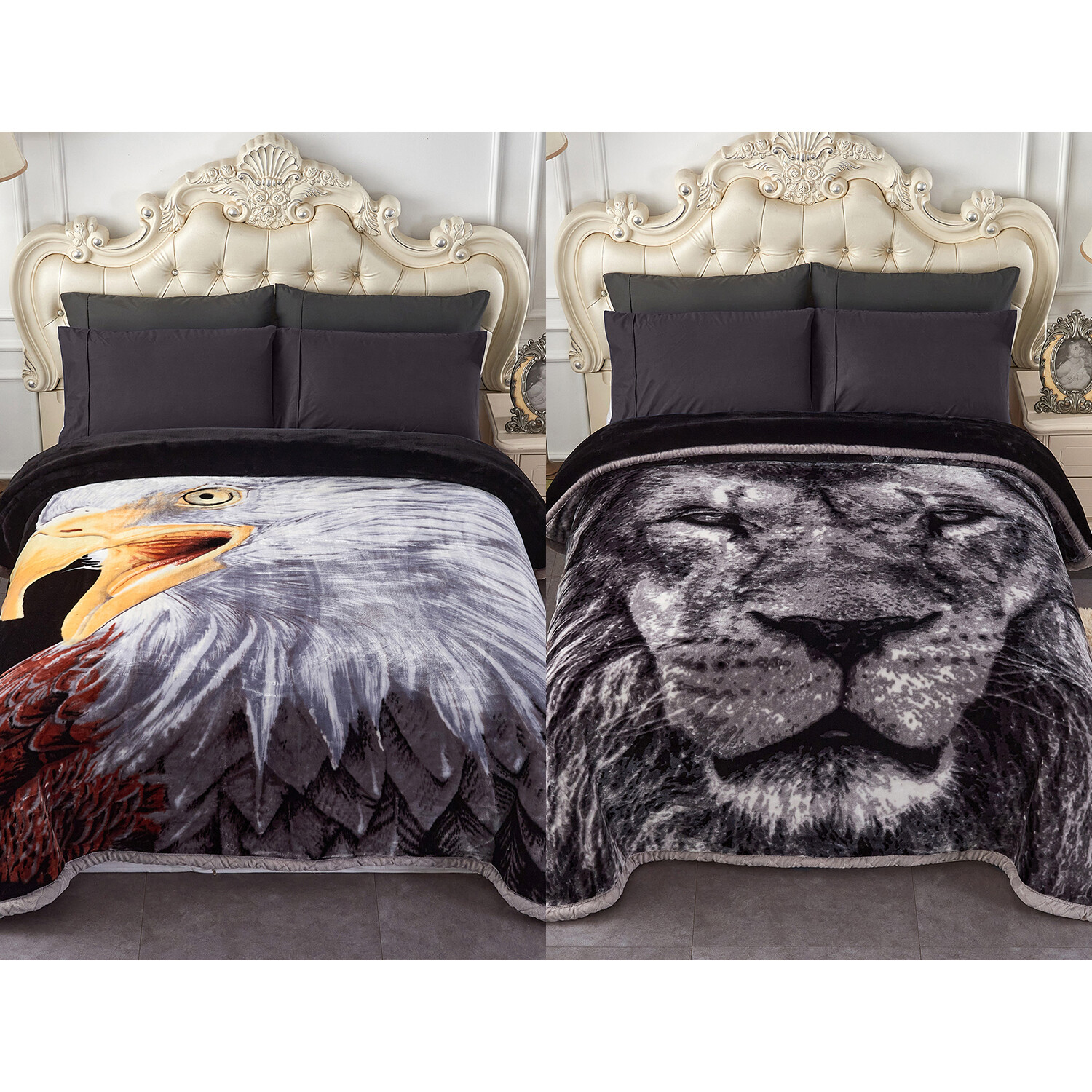 2ply Reversible Korean Mink Fleece Blanket Heavy Blanket Lion Blanket King  Size | eBay