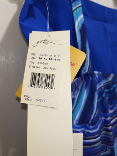 NWT Profile by Gottex 2 Piece Bikini Sz 34E Top & Sz 16 Bottoms New Blue/multi - Picture 6 of 12