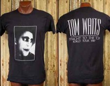T-shirt concerto Tom Waits Straight to the Top 1987 nera vintage