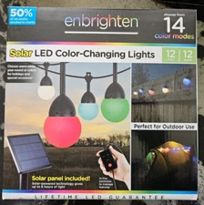 Enbrighten 12' Solar Black String Light 12 Color Changing LED Bulbs