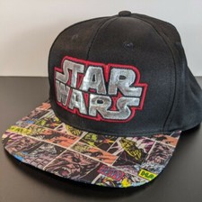 Star Wars Chrome Logo Comic Print Brim Snapback Hat Youth Size