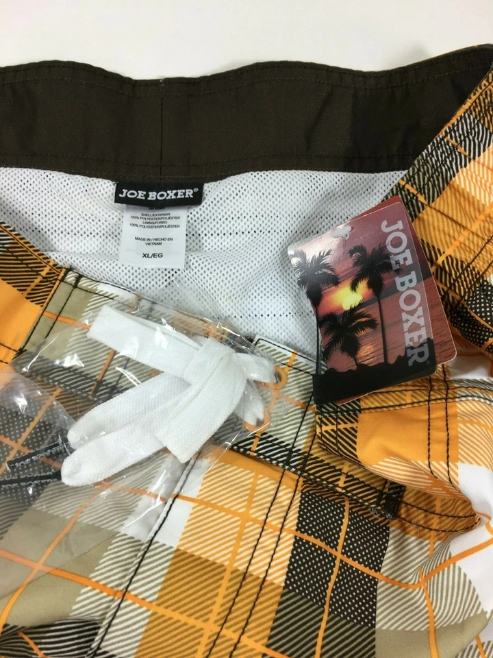 Pantalones Cortos de Natación JOE BOXER Marrón Naranja Blanco a Cuadros Bañador Piscina Para Hombre XL NUEVO CON ETIQUETAS Foto 3 de 4