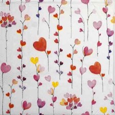 4x Single Lunch Paper Napkins for Decoupage and Party - Hearts Garlands