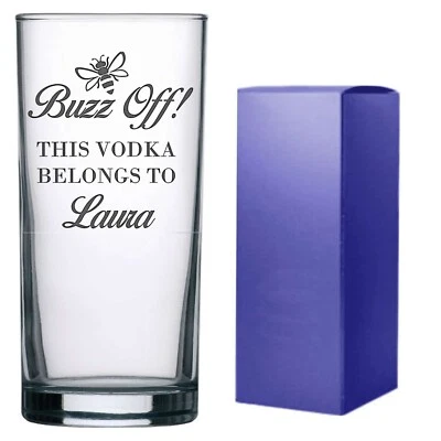 RIVENGE Personalised Engraved VODKA Glass BUMBLEBEE BEE BUZZ OFF GLASS