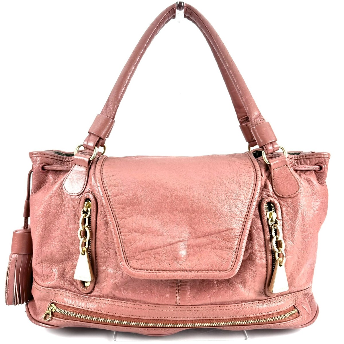 SEE BY CHL by Chloe Shoulder Bag Women's pink Beige Leather