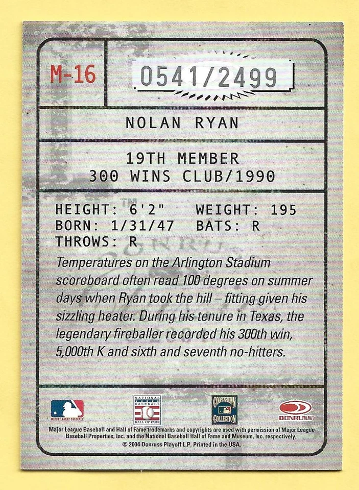 2004 DONRUSS CLASSICS MEMBERSHIP Inserts #d/2499 / You Pick The Cards - Image 2 of 2