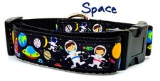 Space dog collar handmade adjustable buckle collar 1"wide or leash fabric