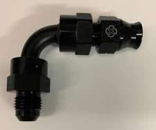 X102 5/16" Tube To male -6 AN 90° Adapter W/ Brass Ferrule Black Compression