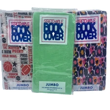 Lot of 3 NEW Book Cover Stretchable Fabric Sox book sock School Washable Jumbo