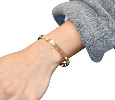 Cartier Love Bracelet 4 Diamond 18k Rose Gold Size 19 +Box