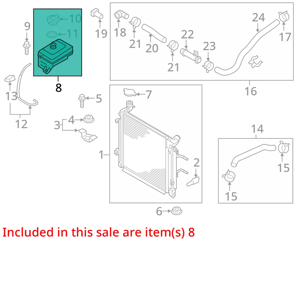 2018 Kia Cadenza Coolant Overflow Bottle OEM 71K Miles - LKQ403003390 Foto 4 de 4