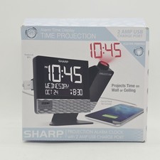 Sharp Projection Alarm Clock w/ 2AMP USB Port SPC543 Day/Month/Date
