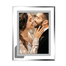8x10 Picture Frame Set of 1, Clear Glass Photo Frames with Silver Edge, Horiz...