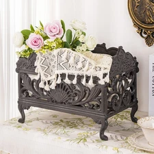 Sungmor Vintage Cast Iron Storage Holder for Planter Magazines, Garden Decor Box