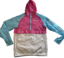 Champion Athletic/ Running Windbreaker Women Medium Colorful Hooded Hide Pocket