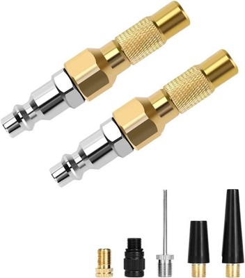 2Pack Heavy-Duty Brass Air Nozzle with Quick Connector Screw on Tire Inflator