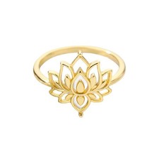 Women's Stainless Steel Rings Vintage Golden Lotus Rings Men's Moon Sun Opal Rin