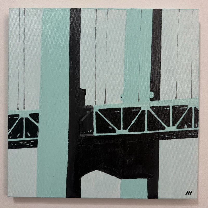 Matt Wilcox Signed Original Canvas Acrylic Painting Walt Whitman Bridge 2023