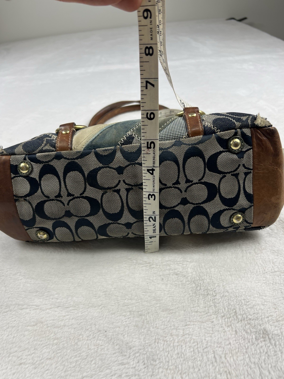 Distressed Coach Patchwork Hand Shoulder Bag Deni… - image 22