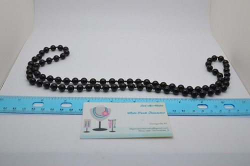Collana di perline in pietra nera, annodata, senza chiusura, 32 pollici #179* - Foto 3 di 4